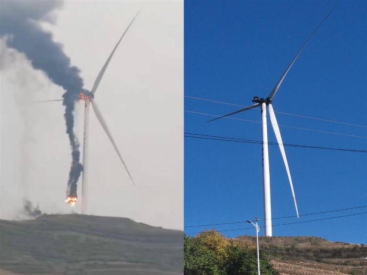 甘肅定西一風力發電機風輪起火<strong></p>
<p>金屬制品廠
</strong>，當地村民：冒煙數十分鐘后燃燒，已建成投用多年:金屬制品廠
