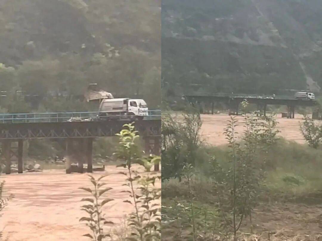 甘肅天水垃圾車往渭河傾倒垃圾，村民稱河里漲水，大橋無監控，鎮政府：正在調查處理:金屬制品廠
